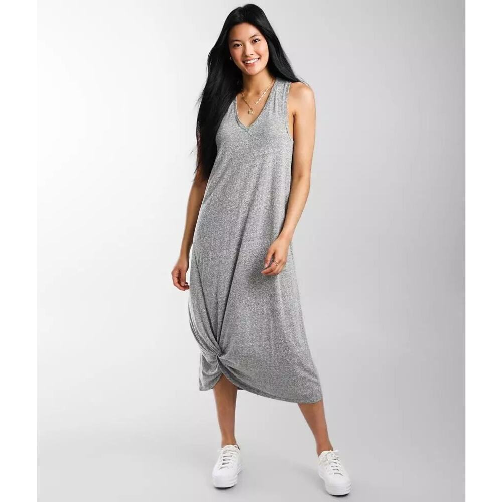 Z Supply Women's Heather Gray Reverie Twisted Hem Midi Dress Size Small